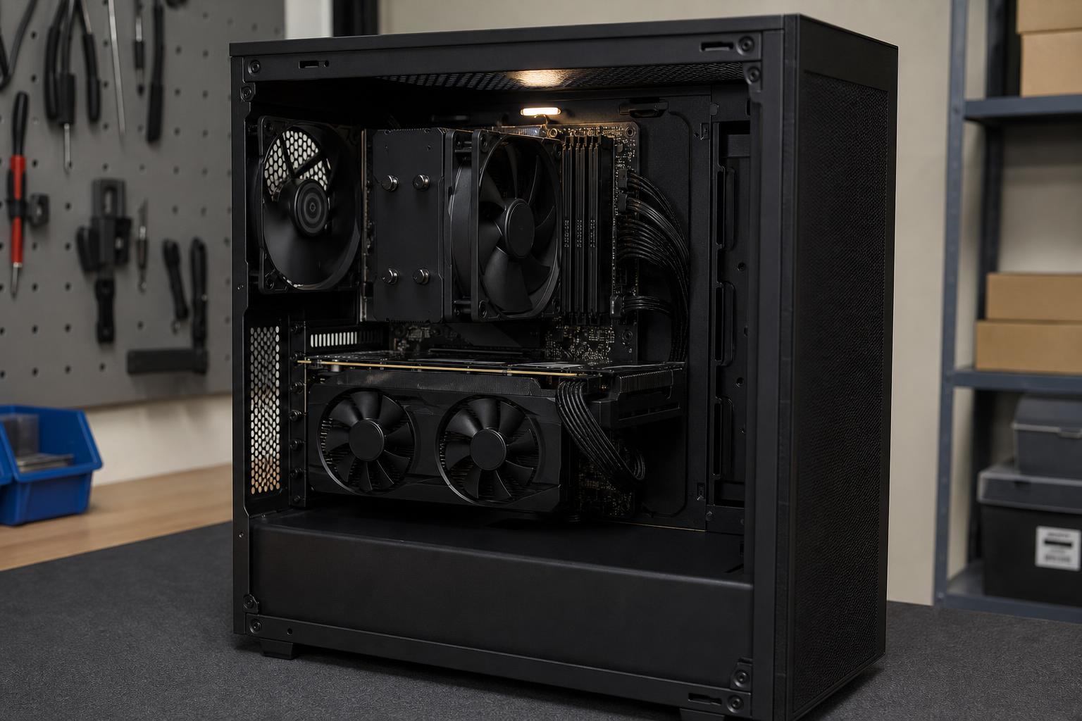 Individuell aufgebauter Desktop-PC mit sauber montierten Komponenten